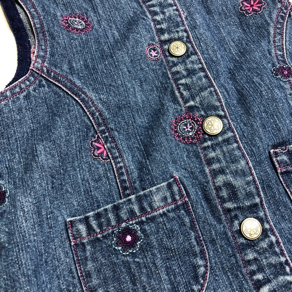 Carters floral snap front denim jumper/ dress - Picture 2 of 4